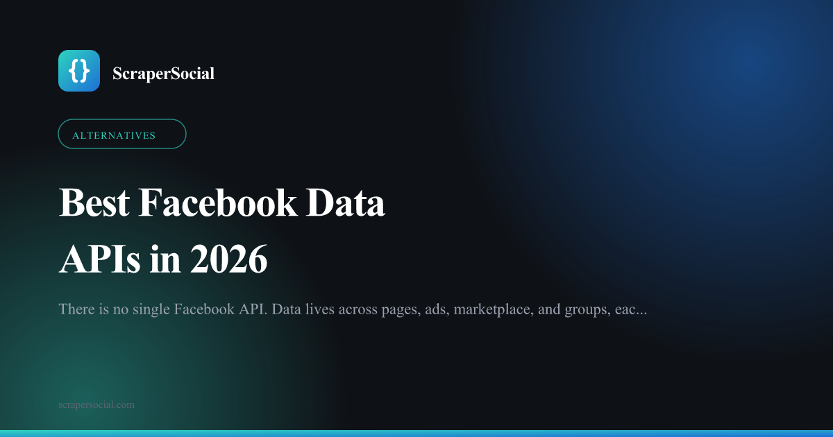 Best Facebook data APIs in 2026, ranked by which surface you need: pages, ads, marketplace, groups.