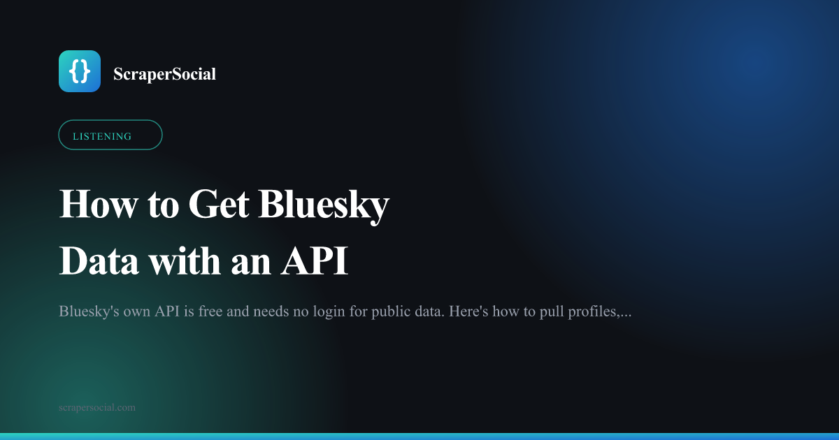 How to get Bluesky data with an API: the AT Protocol serves public profiles, posts, and keyword search with no login, and a unified API adds one schema across platforms.