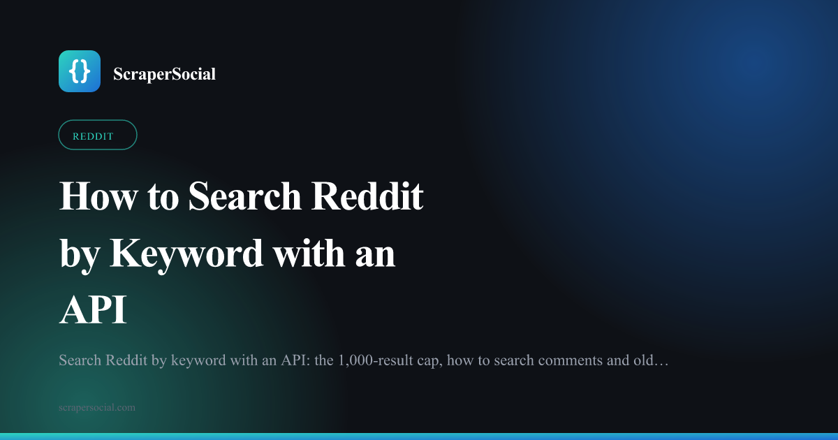 How to search Reddit by keyword with an API: one query, the 1,000-result cap, and how to get past it.