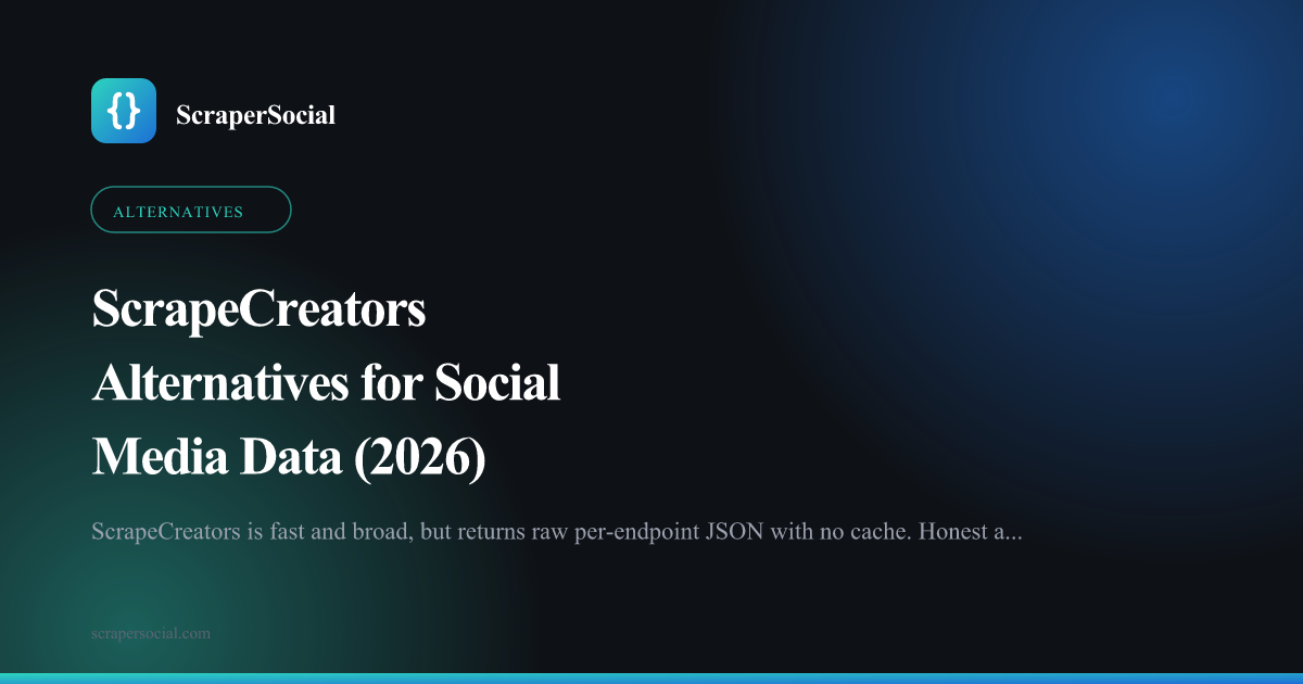 ScrapeCreators alternatives for social media data: raw per-endpoint JSON versus one normalized API.