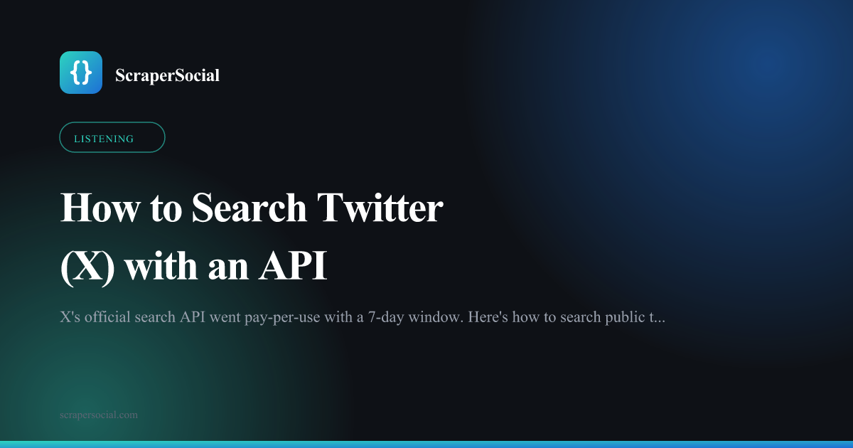 How to search Twitter X with an API: send a query, get tweets with text, author, and engagement counts back as JSON.